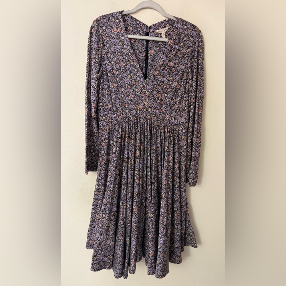 Rebecca Taylor Floral Full Skirt Boho Dress, size 8, soft,  3/4 sleeves